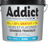 PEINTURE GRAND TRAVAUX MURS ET PLAFONDS BLANC MAT 12L - Addict en promo chez Décor Discount PEINTURE GRAND TRAVAUX MURS ET PLAFONDS BLANC MAT 12L - Addict dans le catalogue Décor Discount
