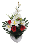 Composition roses et orchidées dans le catalogue Maxi Bazar