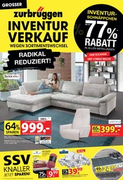 Eckgarnitur im Zurbrüggen Prospekt in Mülheim Aktueller Zurbrüggen Prospekt mit Eckgarnitur, "INVENTURVERKAUF", Seite 1