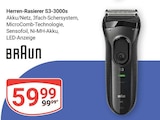 Herren-Rasierer S3-3000s Angebote von Braun bei GLOBUS Hofheim für 59,99 €