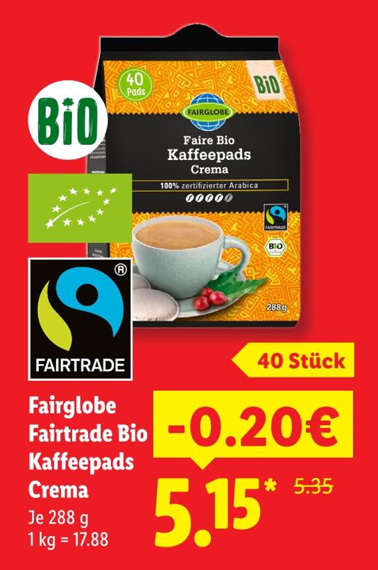 Fairtrade Bio Kaffeepads Crema