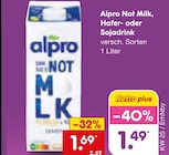 Alpro im Netto Marken-Discount Prospekt Not Milk, Hafer- oder Sojadrink von Alpro im aktuellen Netto Marken-Discount Prospekt für 1,49 €