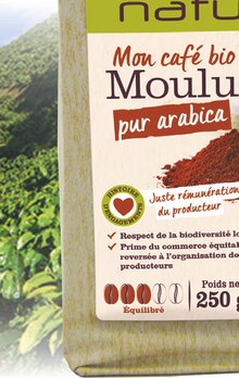 Café moulu pur arabica équilibré - NaturéO à Sevran Café moulu pur arabica équilibré en promo chez NaturéO Sevran à 4,15 €