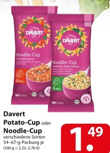 Davert Potato-Cup oder Noodle-Cup bei famila Nordost in Herford Davert Potato-Cup oder Noodle-Cup im Angebot bei famila Nordost Herford für 1,49 €