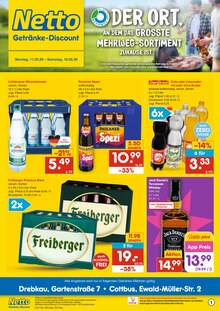 Wasser im Netto Marken-Discount Prospekt "DER ORT, AN DEM DU IMMER AUSGEZEICHNETE PREISE FINDEST." mit 6 Seiten (Cottbus)