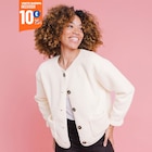 Veste sherpa boutonnée blanc femme à La Halle dans Saffais