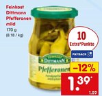 Pfefferonen mild im Netto Marken-Discount Prospekt Pfefferonen mild von Feinkost Dittmann im aktuellen Netto Marken-Discount Prospekt für 1,39 €