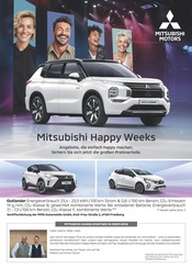 Aktueller Mitsubishi Werkstatt & Auto Prospekt in Kraiburg und Umgebung, "Mitsubishi Happy Weeks" mit 1 Seite, 15.09.2025 - 13.10.2025