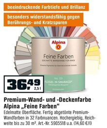 Premium-Wand- und -Deckenfarbe „Feine Farben“ bei OBI in Hattingen Premium-Wand- und -Deckenfarbe „Feine Farben“ im Angebot bei OBI Hattingen für 36,49 €
