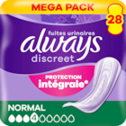 ALWAYS DISCREET SERVIETTES FUITE URINAIRE NORMAL X28 - ALWAYS DISCREET dans le catalogue Auchan Hypermarché