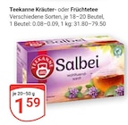 Kräutertee im Angebot bei GLOBUS in Salzgitter Kräutertee Angebote von Teekanne bei GLOBUS Salzgitter für 1,59 €