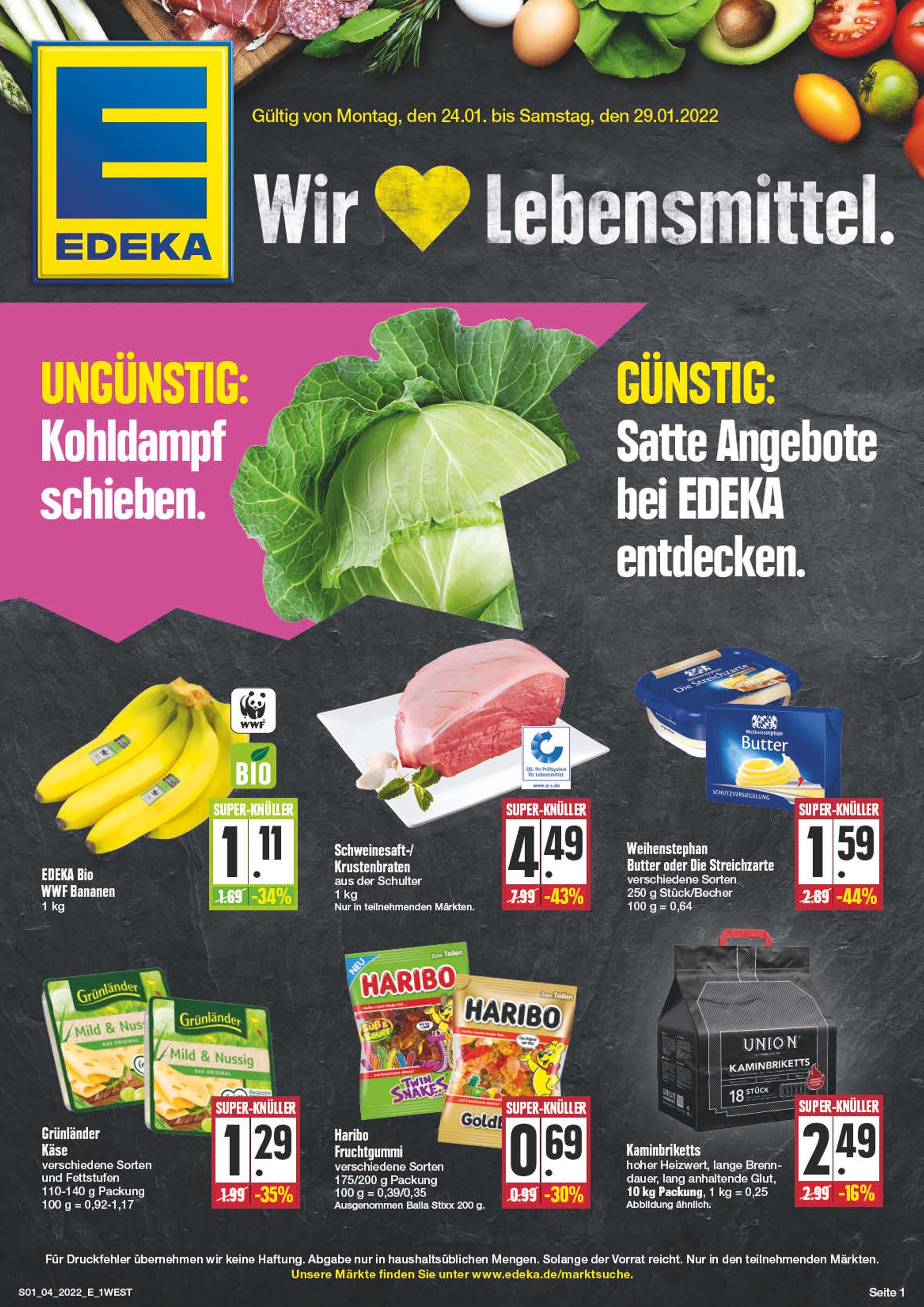 EDEKA Prospekt für Nürnberg mit 24 Seiten EDEKA Prospekt für Nürnberg: "Top Angebote!", 24 Seiten, 24.01.2022 - 29.01.2022