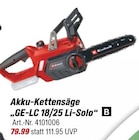 Akku-Kettensäge GE-LC 18/25 Li-Solo Angebote von Einhell bei toom Baumarkt Bielefeld für 79,99 €