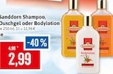 Shampoo oder Duschgel oder Bodylotion Angebote von Sanddorn bei Kaufhaus Stolz Wismar für 2,99 €