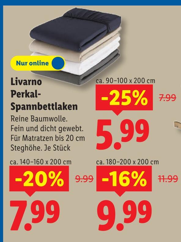 Perkal-Spannbettlaken ca. 180–200 x 200 cm