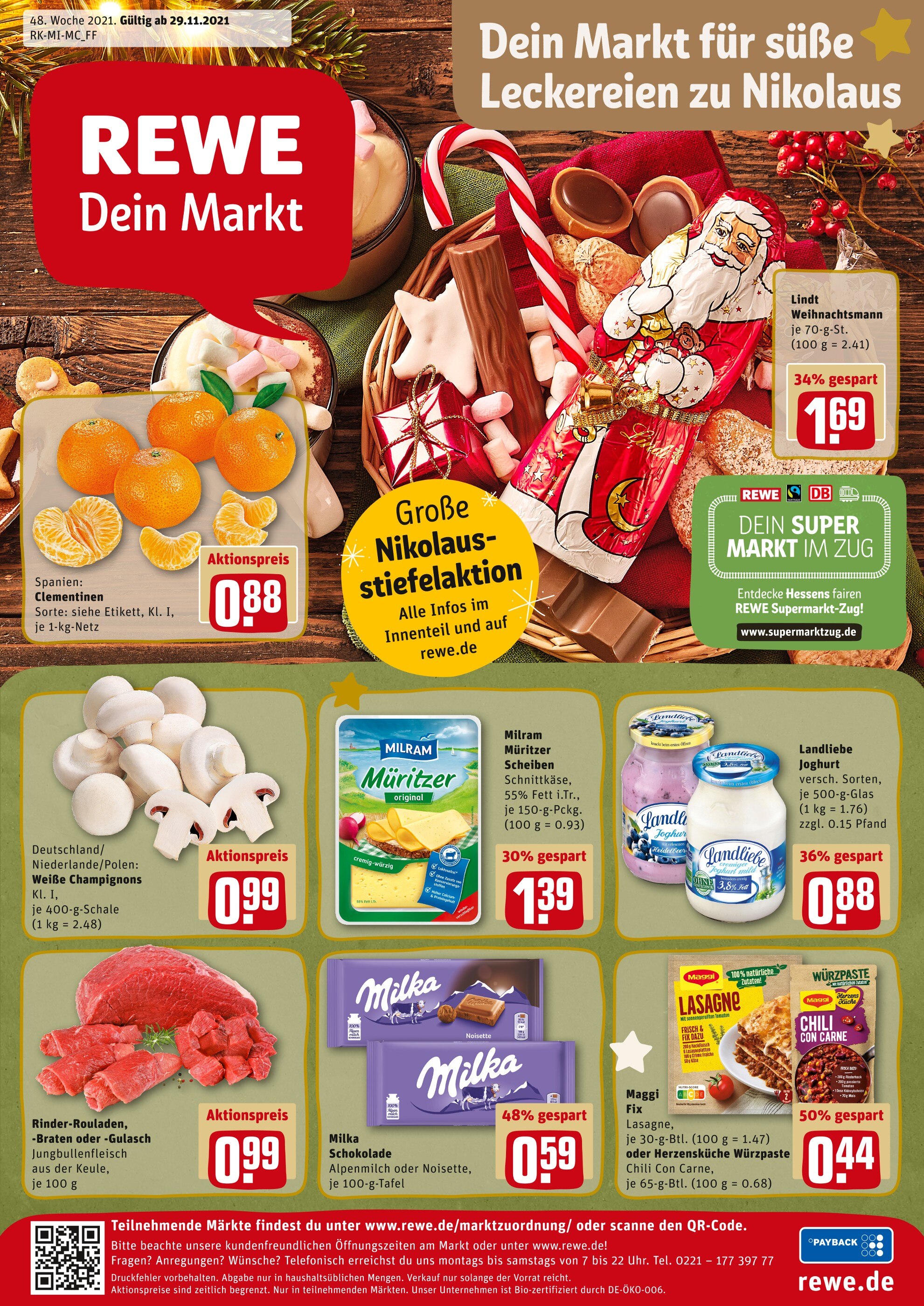 REWE Prospekt für Bad Homburg mit 17 Seiten REWE Prospekt für Bad Homburg: "Angebote im Markt", 17 Seiten, 29.11.2021 - 04.12.2021