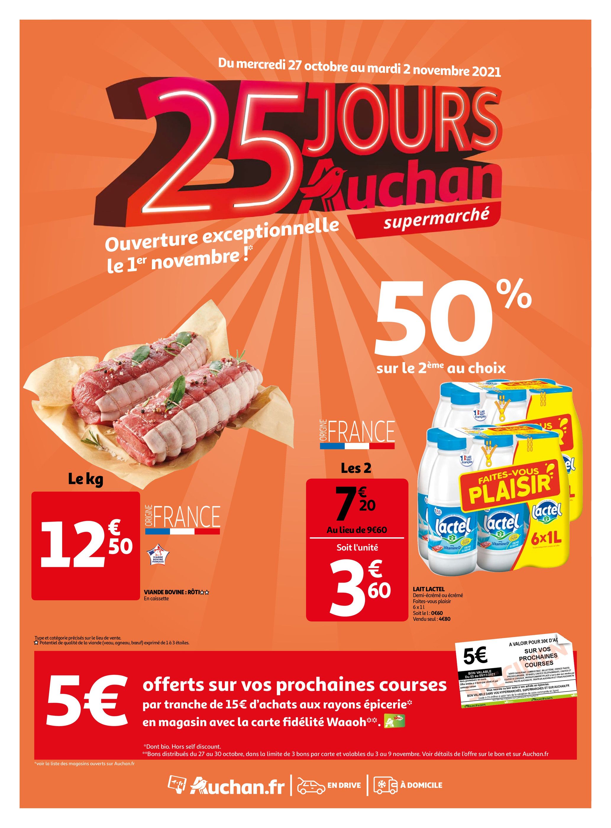 Catalogue Auchan à Grenoble, avec 8 pages Prospectus Auchan à Grenoble, "25 jours Auchan", 8 pages, 27/10/2021 - 02/11/2021