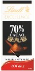 Tablette excellence noir 70% cacao - Lindt en promo chez Intermarché Montluçon à 2,22 €