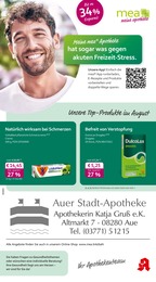 mea - meine apotheke Prospekt für Aue mit 4 Seiten mea - meine apotheke Prospekt "Unsere August-Angebote" für Aue, 4 Seiten, 01.08.2026 - 31.08.2026