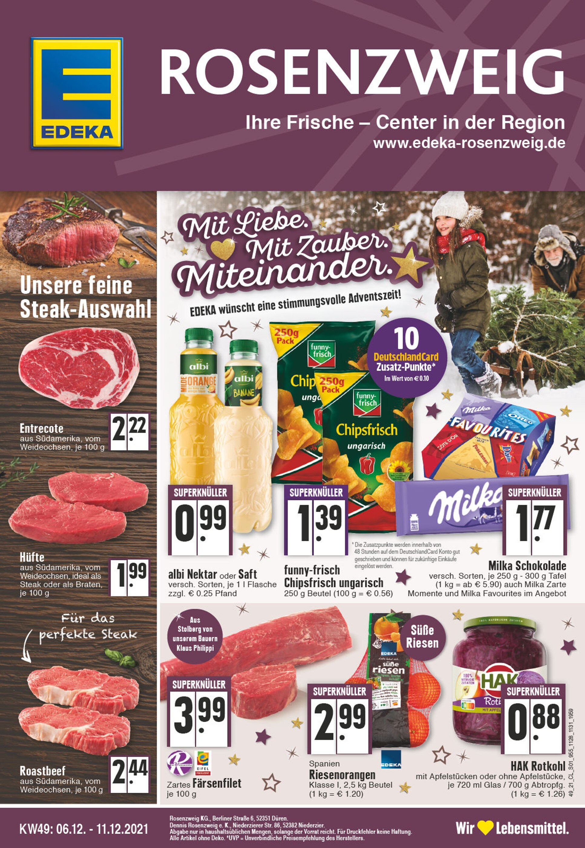EDEKA Prospekt für Düren mit 32 Seiten EDEKA Prospekt für Düren: "Aktuelle Angebote", 32 Seiten, 06.12.2021 - 11.12.2021
