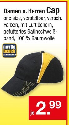 Mode im aktuellen Zimmermann Prospekt Damen o. Herren Cap für 2,99 € bei Zimmermann im Angebot