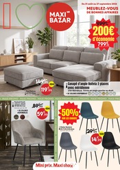Prospectus Bazar & Déstockage Maxi Bazar en cours à Lieusaint et alentours, "MEUBLEZ-VOUS DE BONNES AFFAIRES", 19 pages, 31/08/2026 - 27/09/2026 Catalogue Bazar & Déstockage Maxi Bazar en cours à Lieusaint et alentours, "MEUBLEZ-VOUS DE BONNES AFFAIRES", 19 pages, 31/08/2026 - 27/09/2026