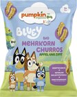 Kindersnack Bluey Mehrkorn Churros Apfel & Zimt ab 3 Jahren im dm-drogerie markt Prospekt Kindersnack Bluey Mehrkorn Churros Apfel & Zimt ab 3 Jahren von pumpkin organics im aktuellen dm-drogerie markt Prospekt für 1,45 €