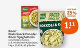 Aktuelles Pasta Snack Pot oder Knorr Spaghetteria Angebot bei tegut in Stuttgart ab 1,11 €