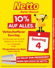 Netto Marken-Discount Discounter Prospekt der aktuellen Woche mit 2 Seiten, gültig von 04.10.2026 bis 04.10.2026, in Klingenberg und Umgebung Aktueller Netto Marken-Discount Discounter Prospekt in Klingenberg und Umgebung, "10% auf ALLES" mit 2 Seiten, 04.10.2026 - 04.10.2026