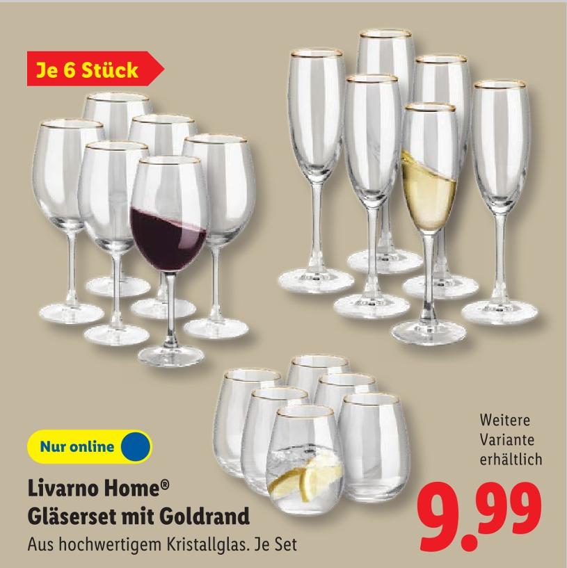 Gläserset mit Goldrand