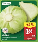 Weißkohl für 0,66 € bei ALDI Nord im Angebot Weißkohl im aktuellen ALDI Nord Prospekt