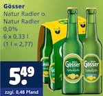 Natur Radler o. Natur Radler 0,0% im Angebot bei Getränkewelt in Erkrath Natur Radler o. Natur Radler 0,0% Angebote von Gösser bei Getränkewelt Erkrath für 5,49 €