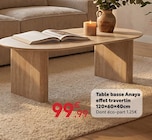 Table basse Anaya effet travertin 120×60×40cm en promo chez Maxi Bazar Calais à 99,99 €