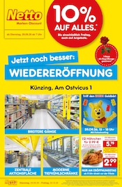 Netto Marken-Discount Künzing Prospekt der aktuellen Woche, gültig von 29.09.2026 bis 02.10.2026 Aktueller Netto Marken-Discount Künzing Prospekt "Wiedereröffnung - 10% auf ALLES" mit 4 Seiten