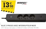 Promo Bloc 3 prises avec interrupteur noir à 13,90 € dans le catalogue Tout Faire à Puceul