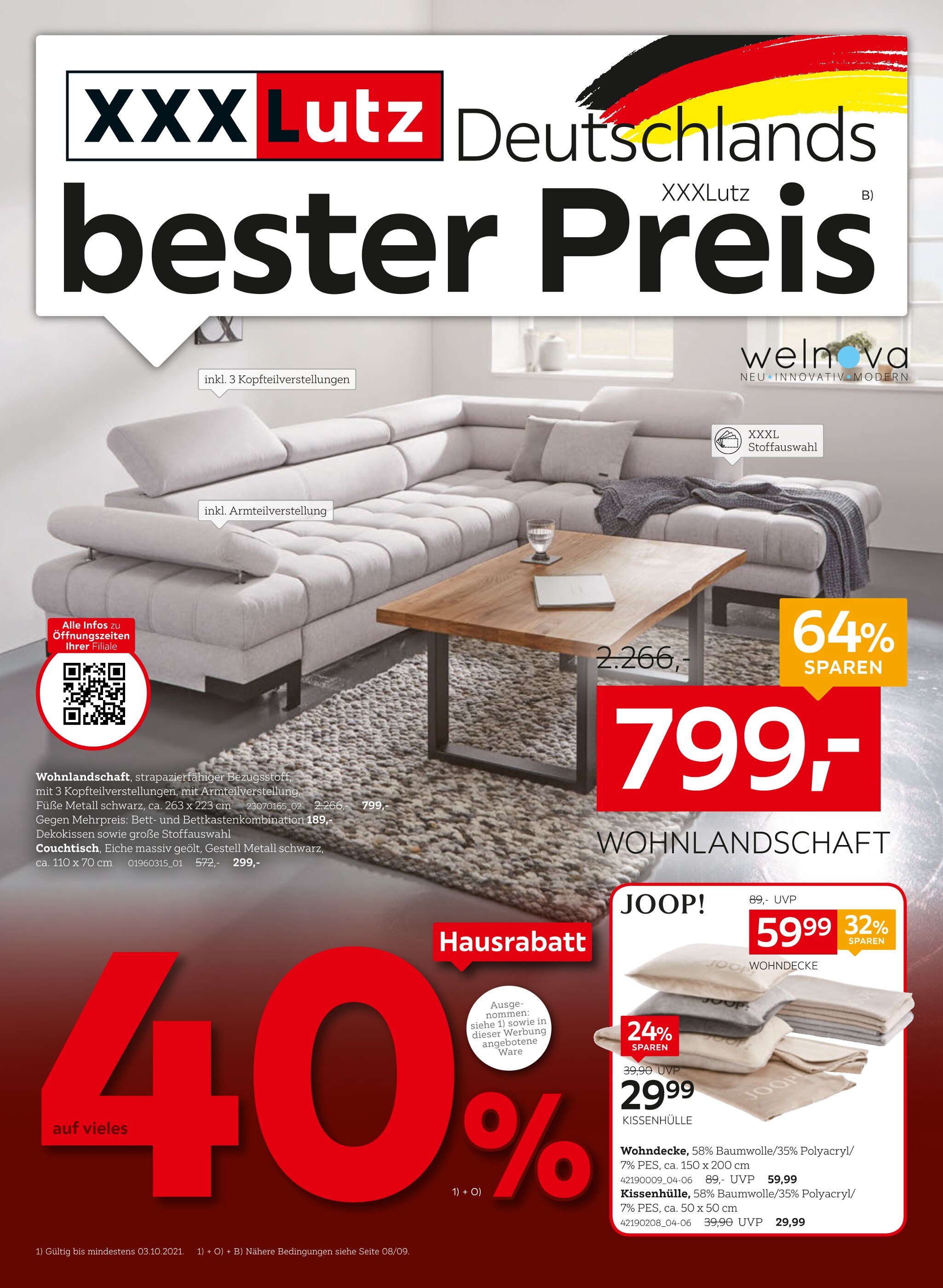 XXXLutz Möbelhäuser Prospekt für Süstedt mit 46 Seiten XXXLutz Möbelhäuser Prospekt für Süstedt: "Deutschlands bester Preis", 46 Seiten, 20.09.2021 - 03.10.2021