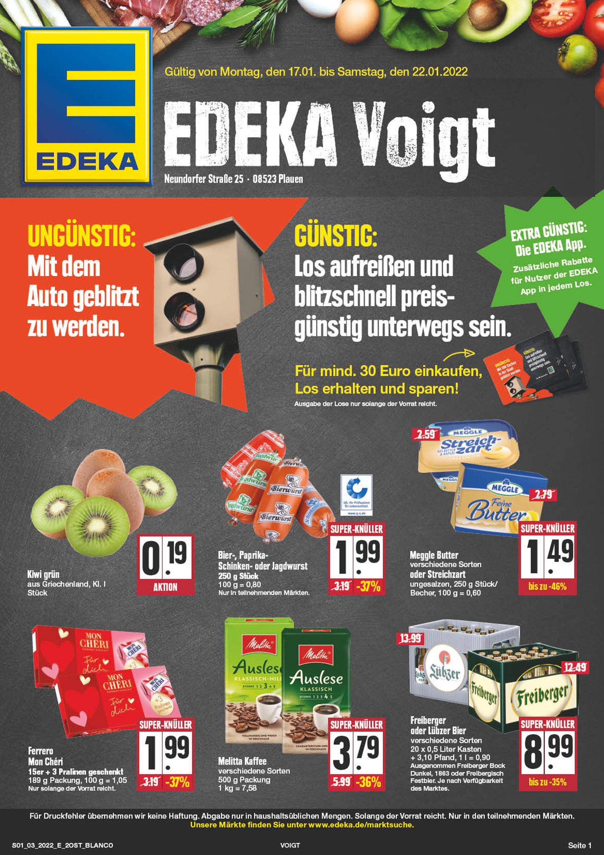 EDEKA Prospekt für Schneckengrün mit 24 Seiten EDEKA Prospekt für Schneckengrün: "Top Angebote!", 24 Seiten, 17.01.2022 - 22.01.2022
