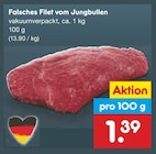 Falsches Filet vom Jungbullen im Angebot bei Netto Marken-Discount in Langenfeld Falsches Filet vom Jungbullen Angebote bei Netto Marken-Discount Langenfeld für 1,39 €