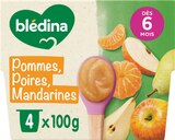 Coupelles Fruits Pommes Poires Mandarines dès 6 mois - Blédina à 0,85 € dans le catalogue Intermarché Super