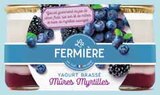 Yaourt brassé sur lit de mûres et myrtilles - LA FERMIÈRE - Intermarché à Montbéliard Yaourt brassé sur lit de mûres et myrtilles - LA FERMIÈRE en promo chez Intermarché Montbéliard à 1,45 €