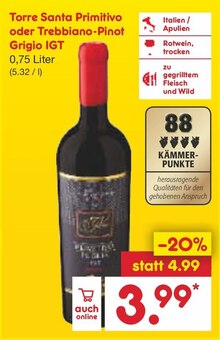 Netto Marken-Discount Drüsen - Torre Santa Primitivo oder Trebbiano-Pinot Grigio IGT Torre Santa Primitivo oder Trebbiano-Pinot Grigio IGT Angebot bei Netto Marken-Discount Drüsen im Prospekt "DU WILLST SUPERBOWL ANGEBOTE FÜR KLEINES GELD? DANN GEH DOCH ZU NETTO!"