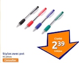 Stylos avec pot dans le catalogue Action