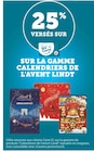 25% versés sur ma Carte U sur la gamme Calendriers de l'Avent Lindt - Lindt en promo chez Super U Bourges