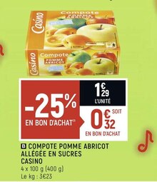 Petit Casino La Patte d'Oie - Compote pomme abricot allégée en sucres Promo Compote pomme abricot allégée en sucres dans le catalogue Petit Casino "Le grand live des marques #Les promos font le show ! !" à La Patte d'Oie