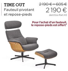 Crozatier Valenton - Time out fauteuil pivotant et repose-pieds Promo Time out fauteuil pivotant et repose-pieds dans le catalogue Crozatier "Création : découvrez notre nouvelle collection" à Valenton