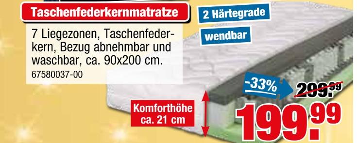 tejo's SB Lagerkauf Aschersleben - Taschenfederkernmatratze Taschenfederkernmatratze Angebot bei tejo's SB Lagerkauf Aschersleben im Prospekt 21 Jahre tejo's SB Lagerkauf