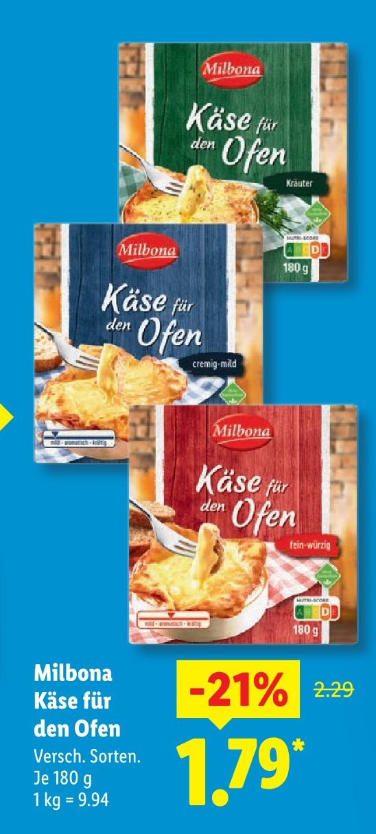 Käse für den Ofen