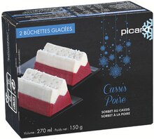 Picard Buc - 2 bûchettes glacées cassis - poire Promo 2 bûchettes glacées cassis - poire dans le catalogue Picard "Le fabuleux Noël Picard" à Buc