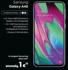 Smartphone Galaxy A40 bei Telekom Partner Tönisvorst in Nettetal Smartphone Galaxy A40 im Angebot bei Telekom Partner Tönisvorst Nettetal für 1,00 €