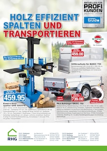 RHG Baucentrum Prospekt Holz effizient SPALTEN und TRANSPORTIEREN mit 2 Seiten
